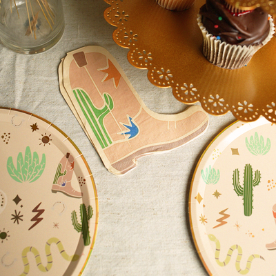 Western Boot Napkins – Cowboy Party Table Napkins (12-Pack)