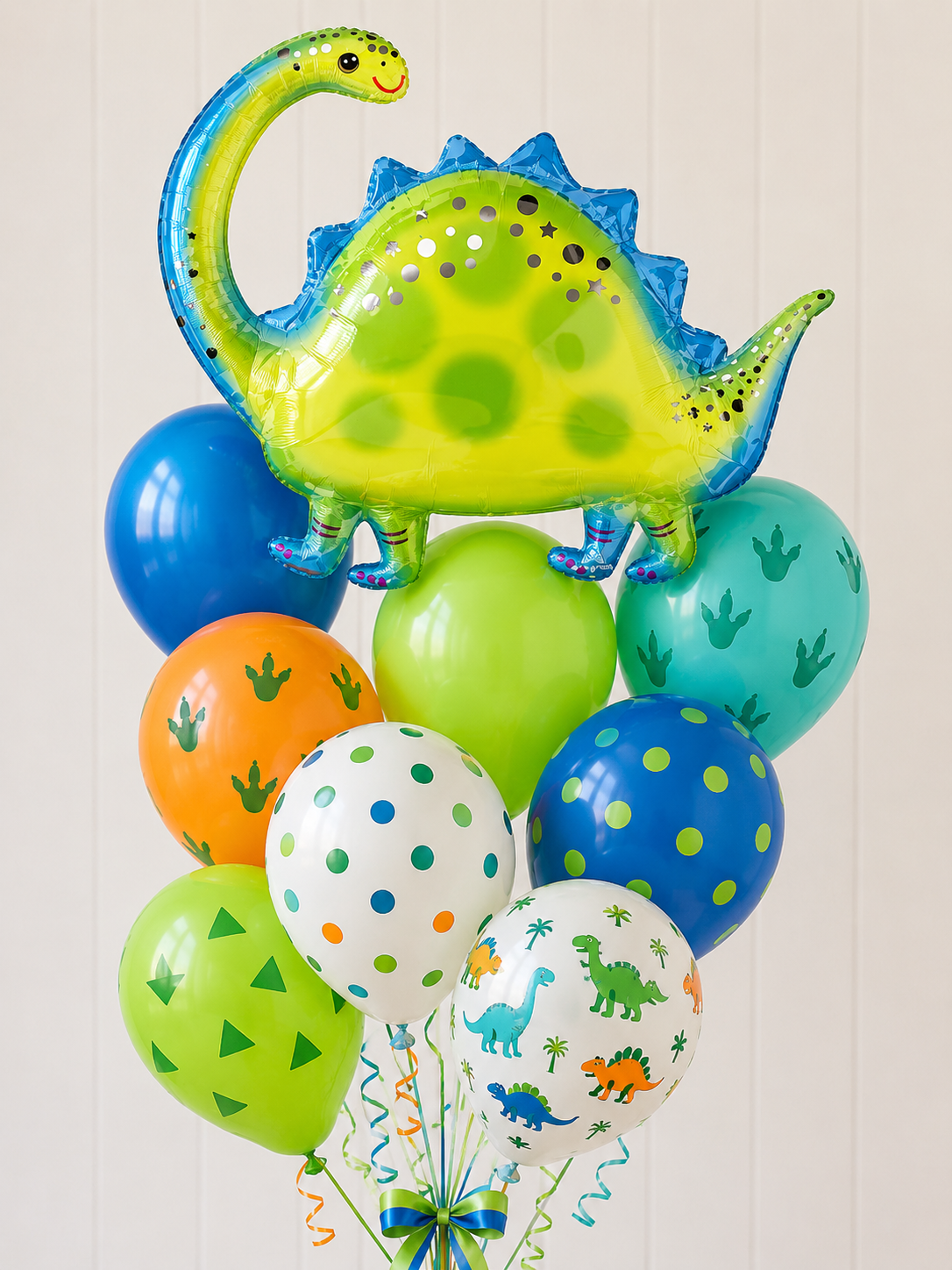Green Dinosaur Brontosaurus Themed Balloon Bouquet