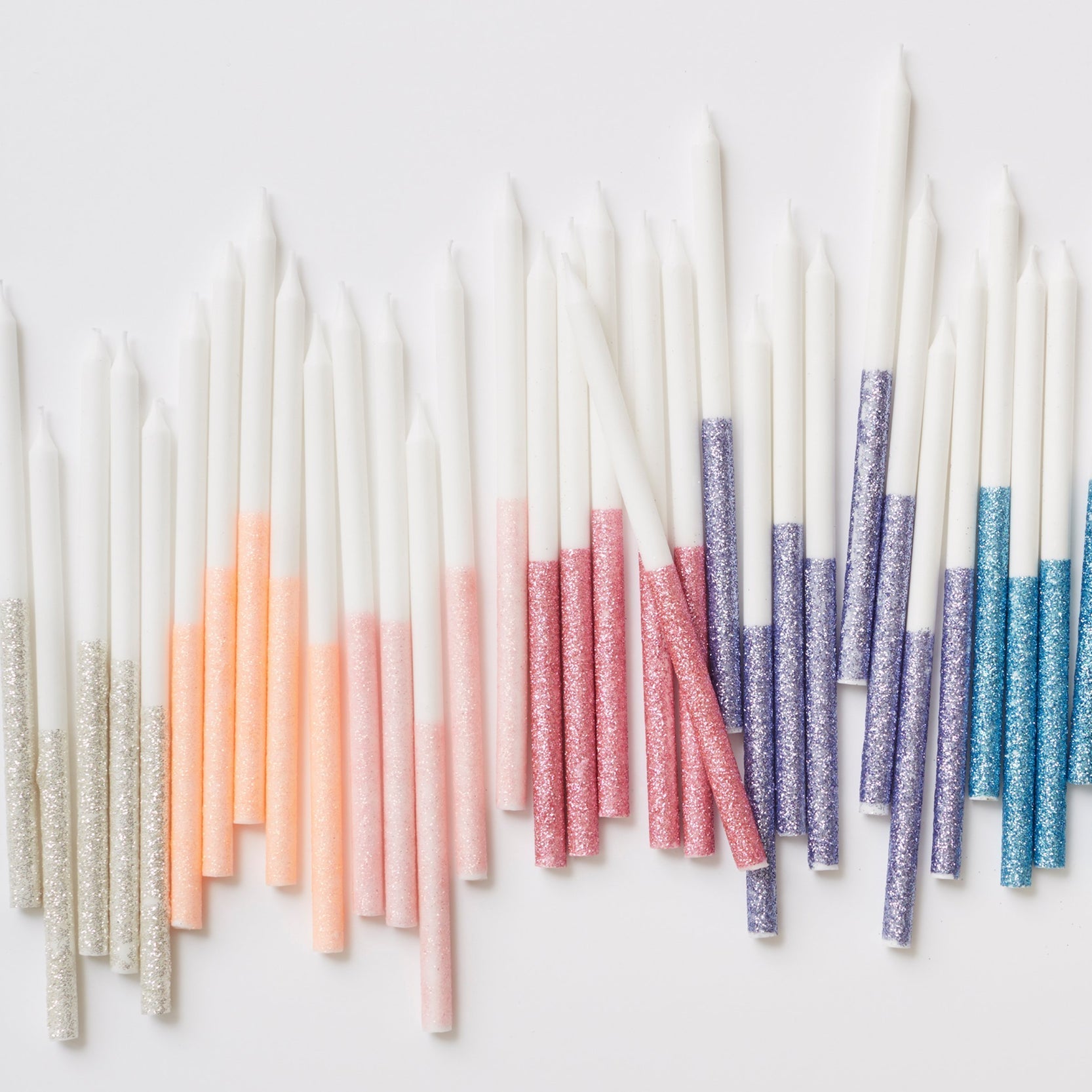 Silver Glitter Dipped Candles