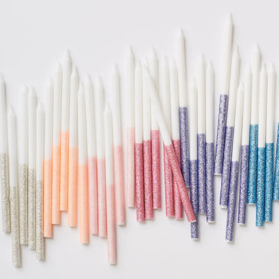 Silver Glitter Dipped Candles