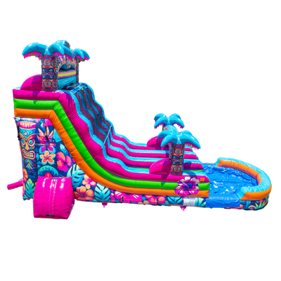 18' Dual Lane Hawaiian Hibiscus Water Slide