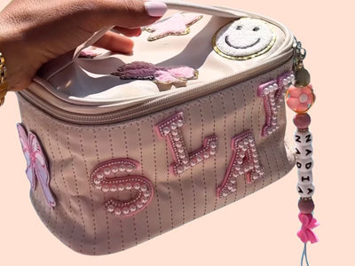 Makeup Bag with Keychain Charm Bar
