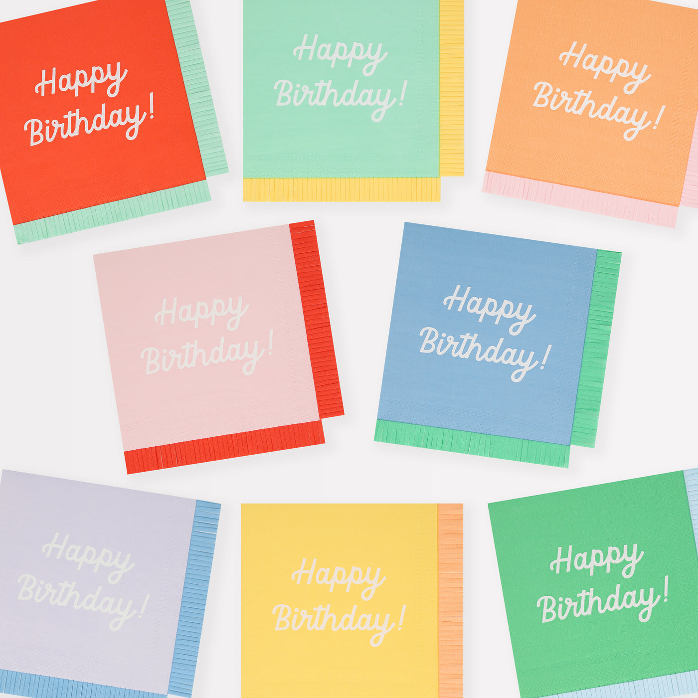 Mixed Fringe Happy Birthday Small Napkins