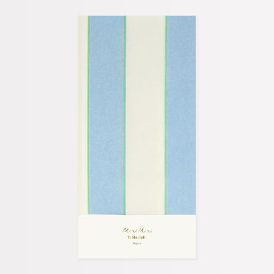 Pale Blue Striped Tablecloth