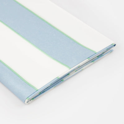 Pale Blue Striped Tablecloth