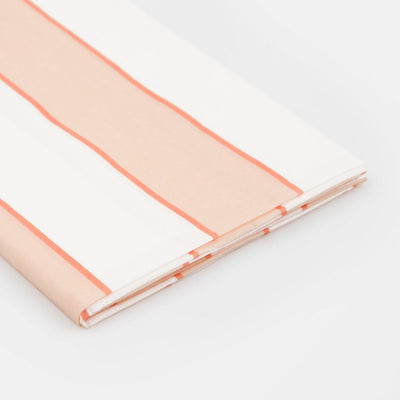 Peach Striped Tablecloth