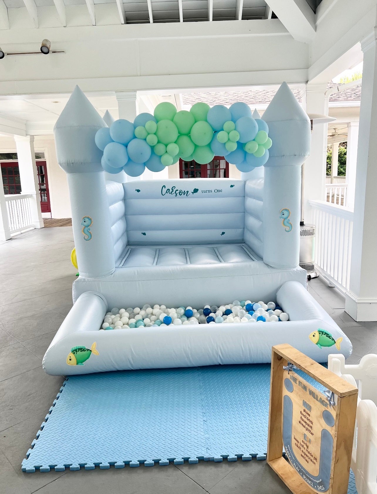 Mini Pastel Blue Bounce House