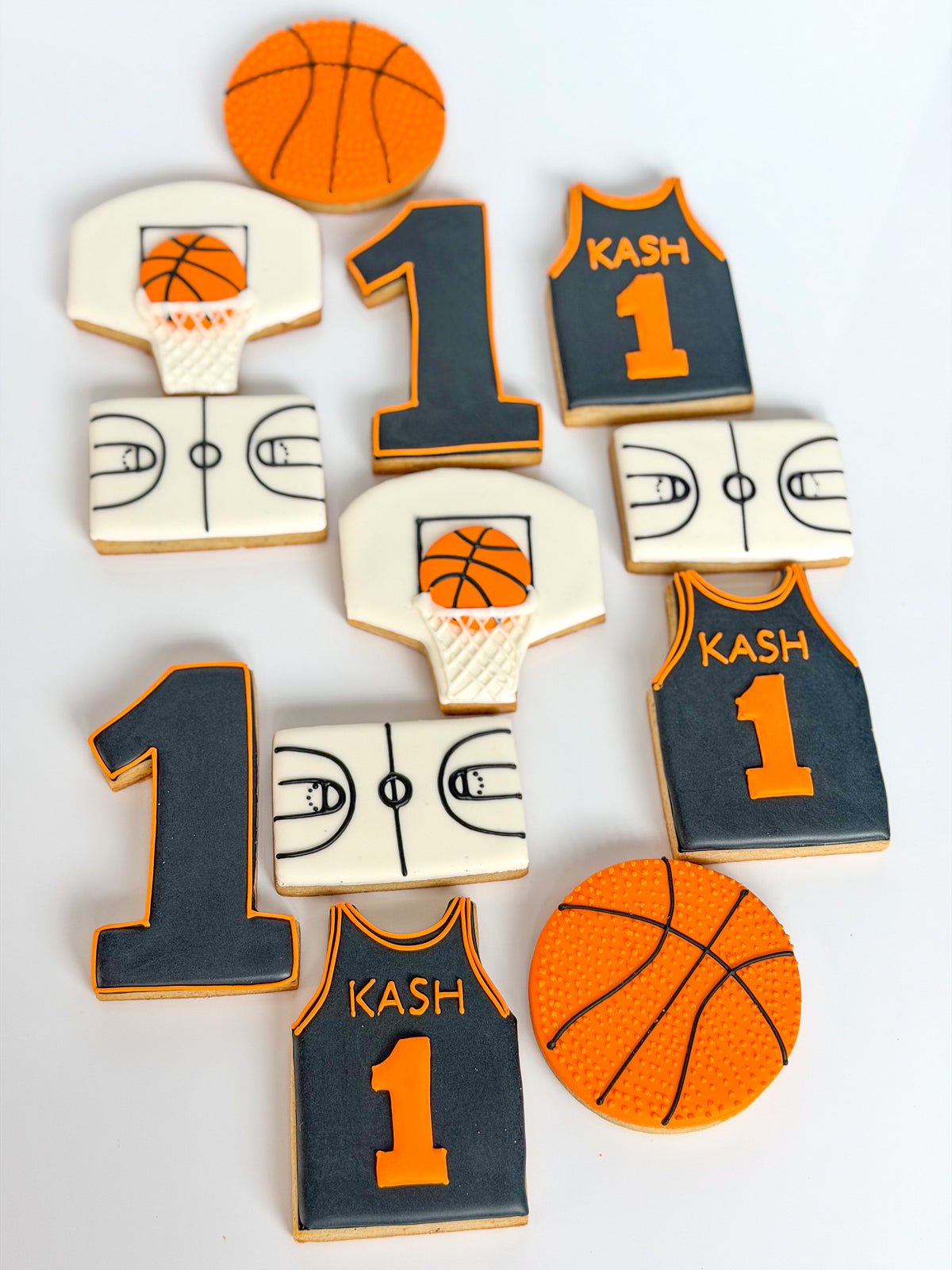 Personalized Basketball Birthday Cookies – Custom Jersey & Court Sugar Cookie Set