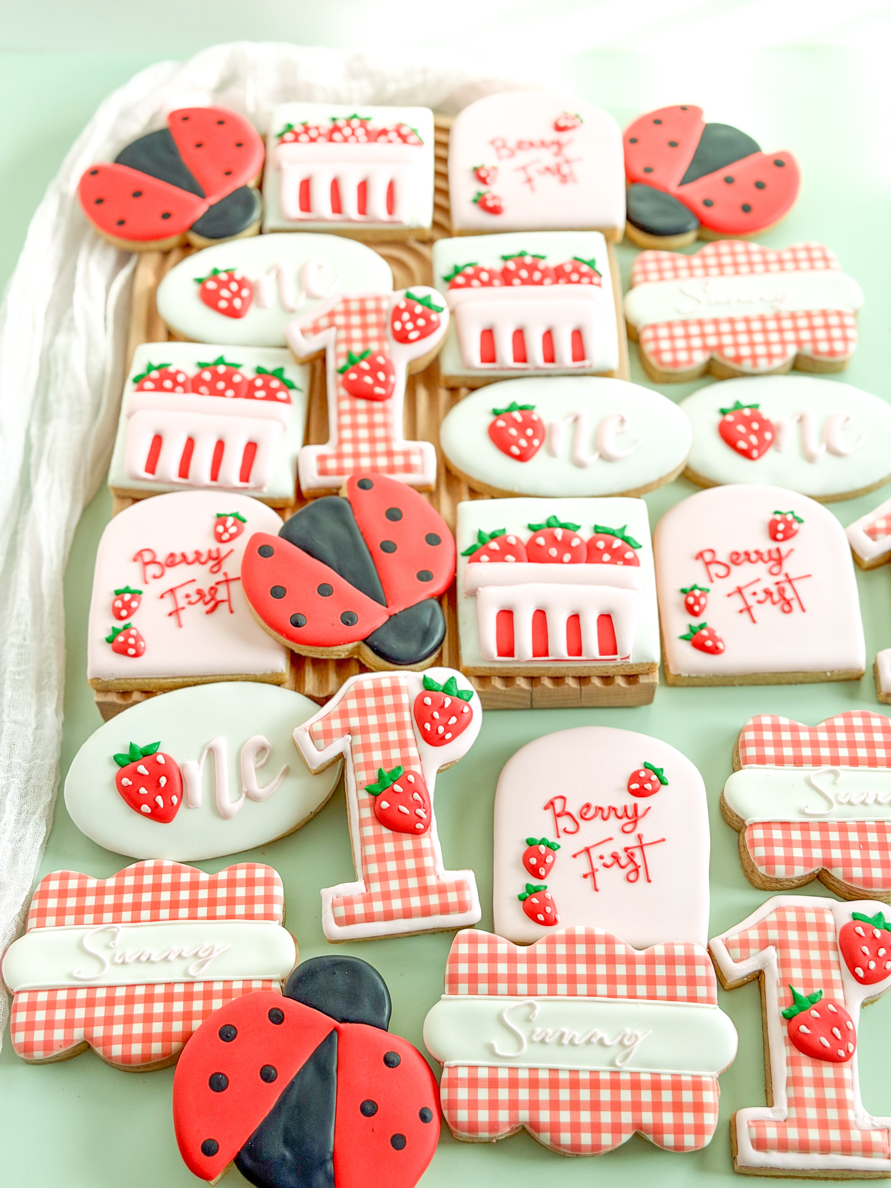 Personalized Berry First Birthday Cookies
