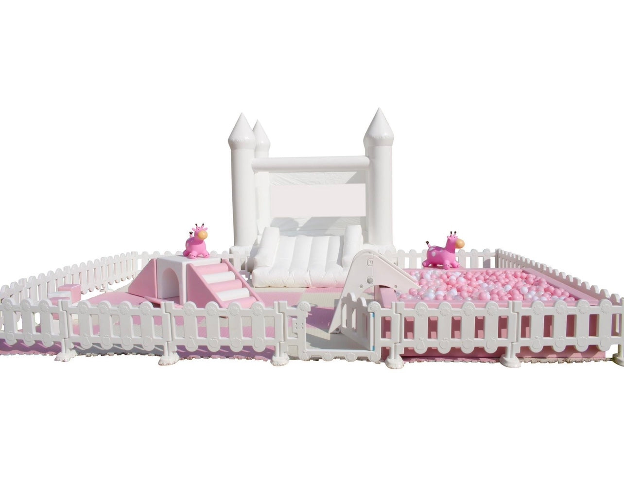 Pink Play Zone Combo Package w/ 6’x6’ White Bounce House