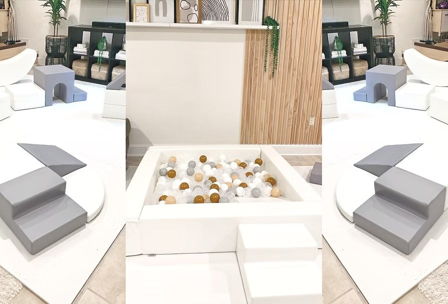 Premium Soft Play Party Rental: 10’ x 10’ Soft Play Area & 4’ x 4’ White Ball Pit