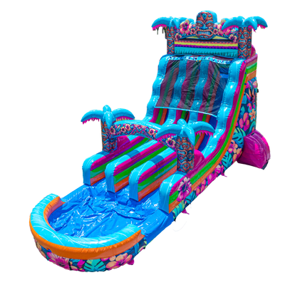 18' Dual Lane Hawaiian Hibiscus Water Slide