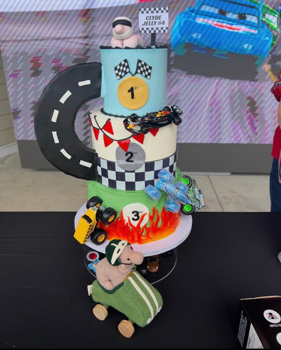Three-Tier Custom Birthday Cake from The Purple Sprinkle