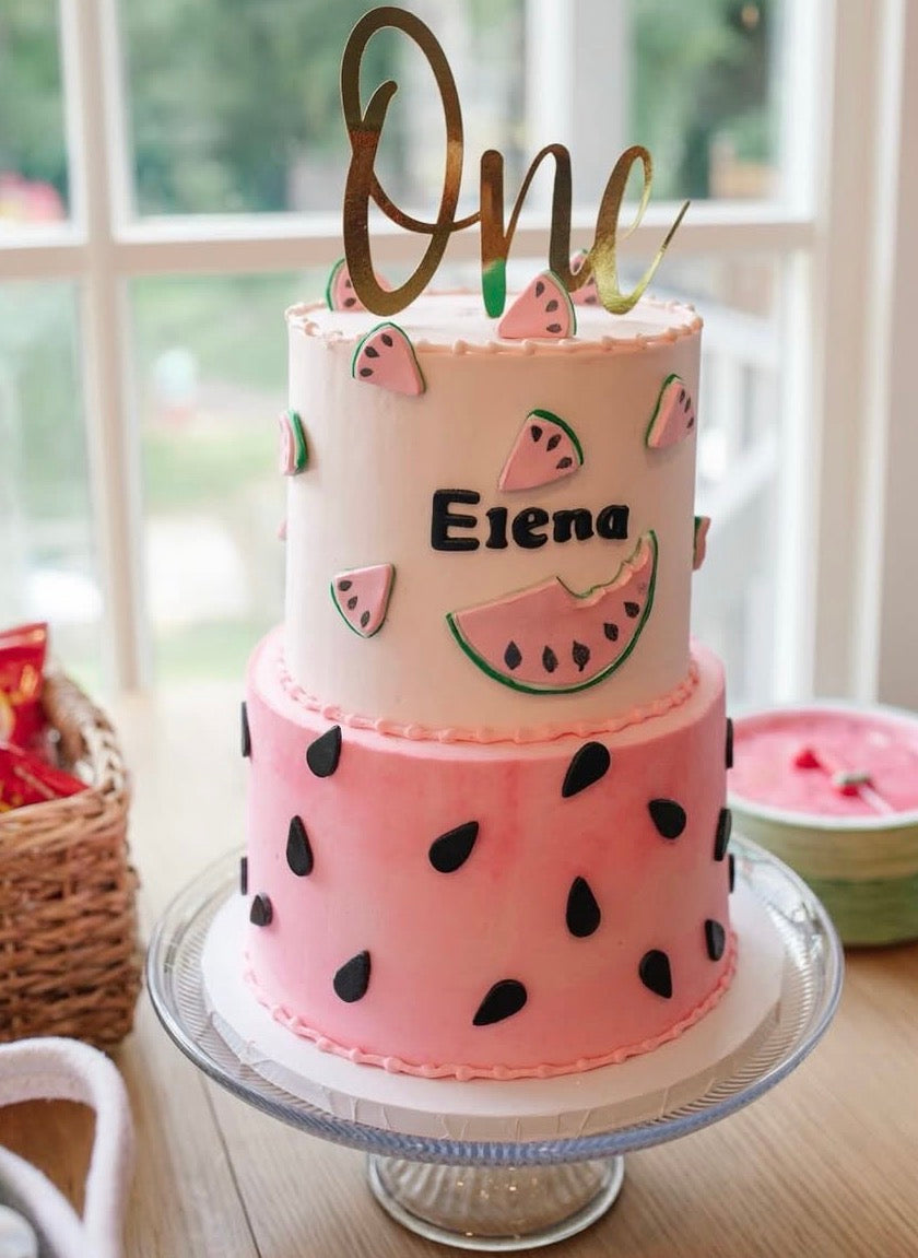 Two-Tier Custom Birthday Cake from The Purple Sprinkle