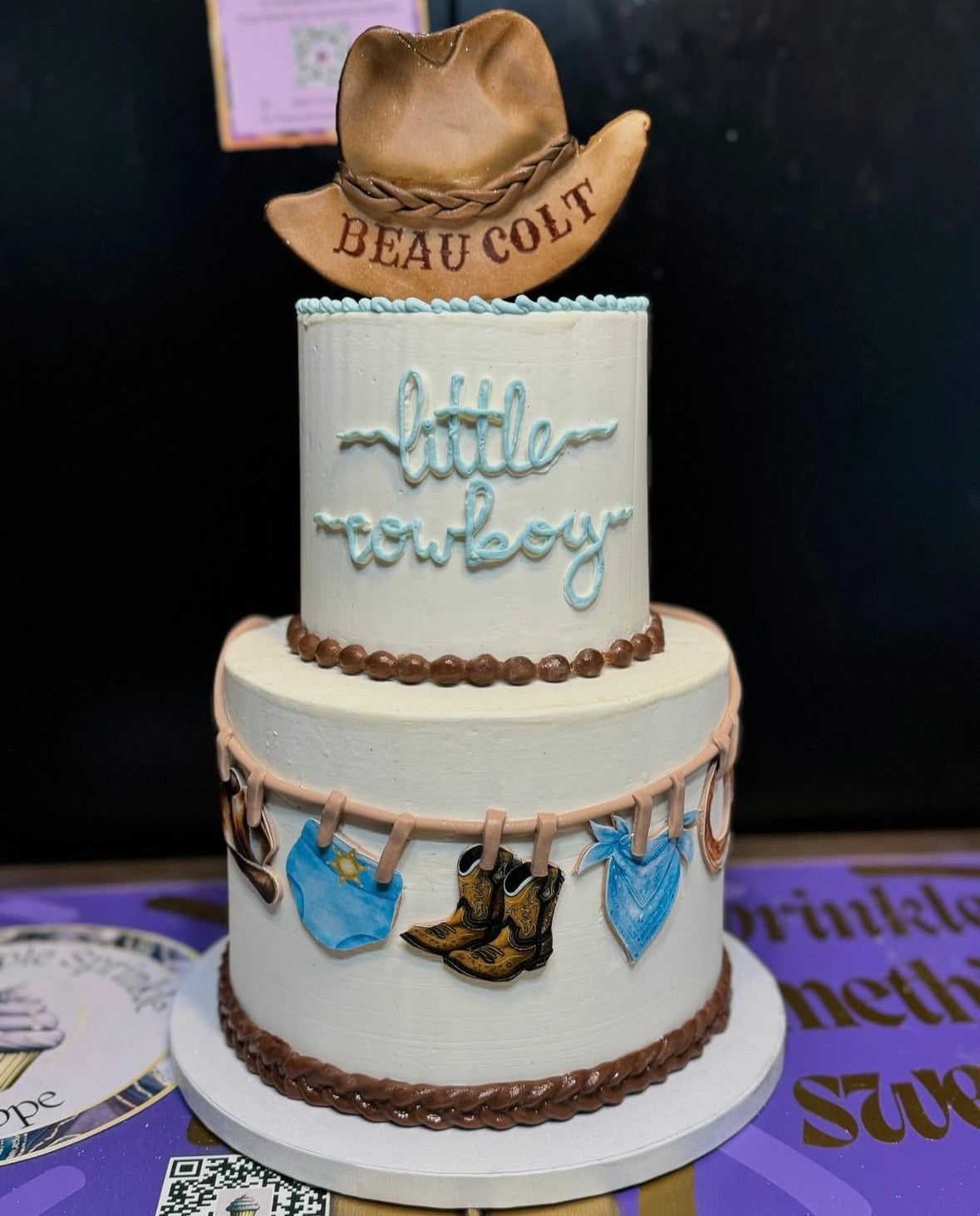 Two-Tier Custom Birthday Cake from The Purple Sprinkle